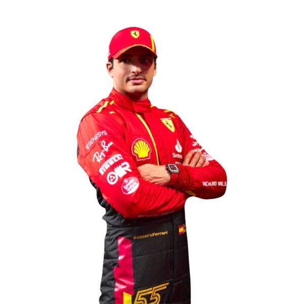 Premium Carlos Sainz Ferrari F1 suit inspired by the 2023 Spanish Grand Prix.
