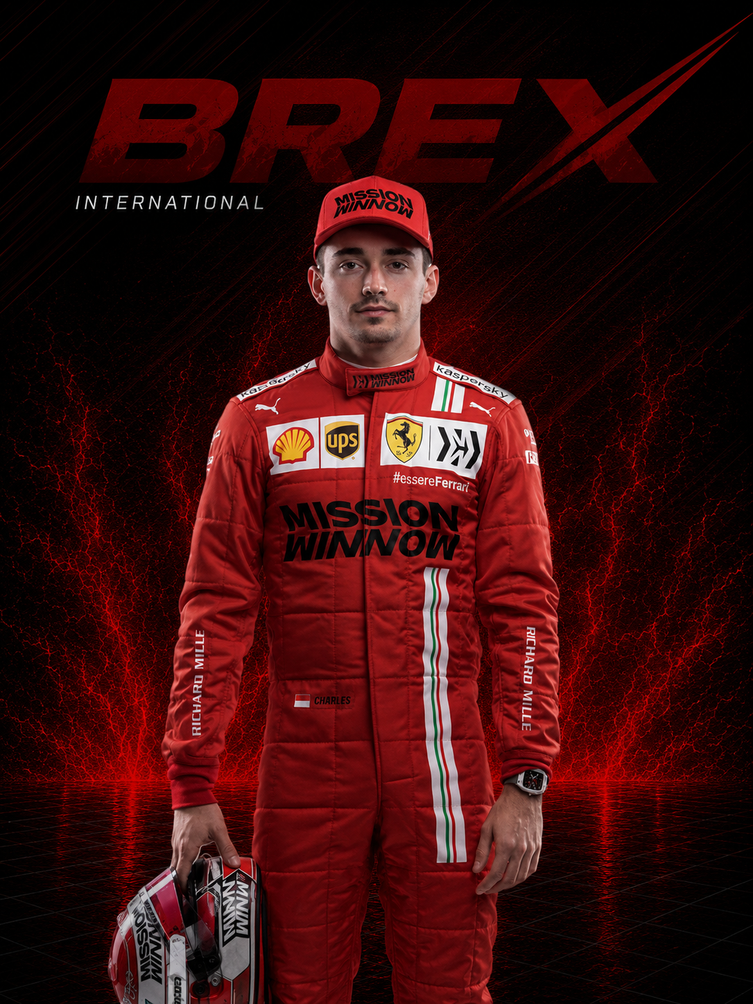 Premium Charles Leclerc Ferrari Formula 1 racing suit for collectors and motorsport enthusiasts.