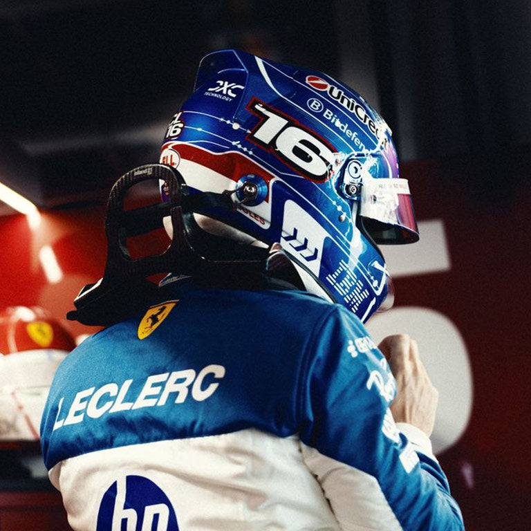 Premium Charles Leclerc Ferrari Miami GP racing suit designed for Formula 1 fans and motorsport collectors.