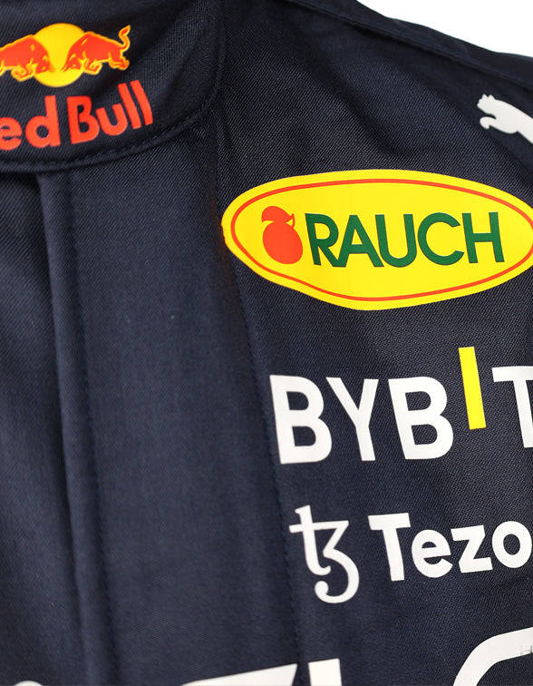 side view of Sergio Perez 2022 Red Bull racing suit replica