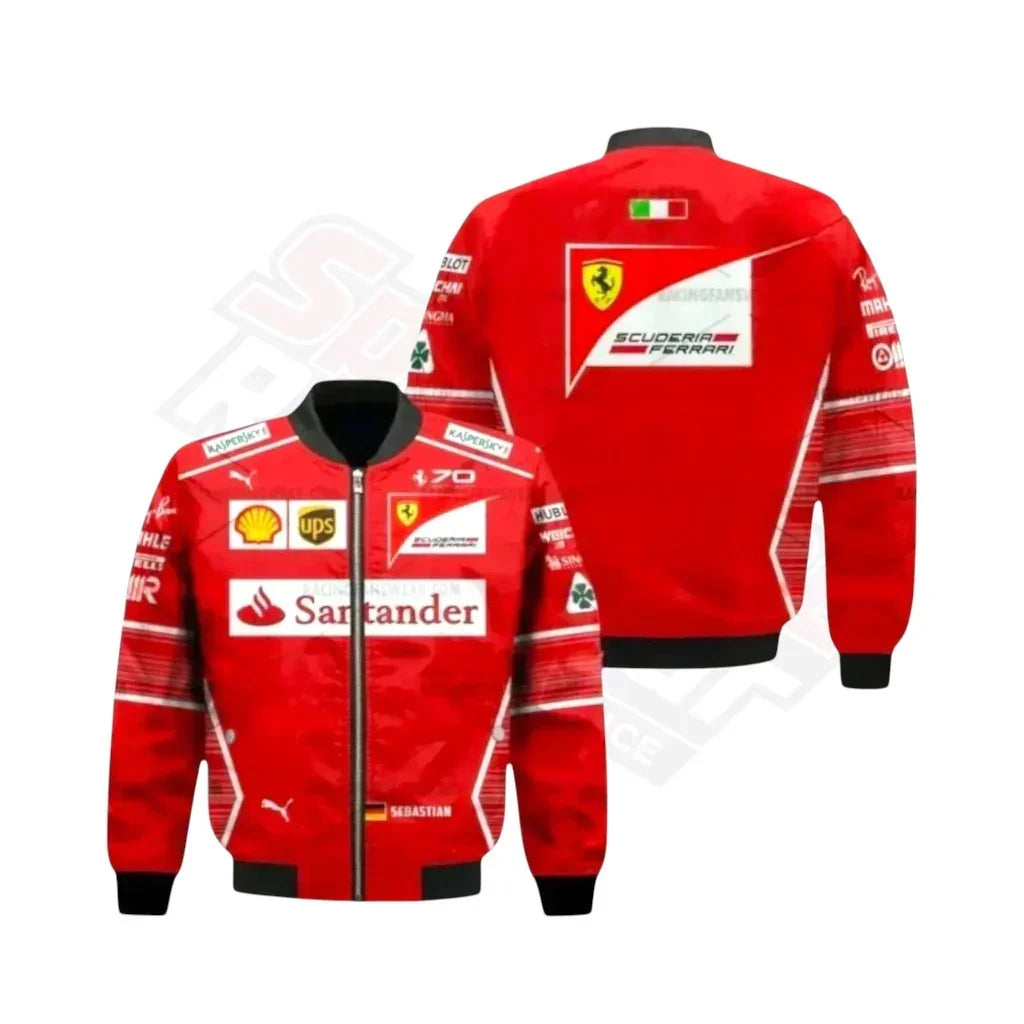 Brex Sebastian Vettel Ferrari 2017 F1 Vintage Racing Jacket – Scuderia Edition - racing jacket, view 2 | Brex International