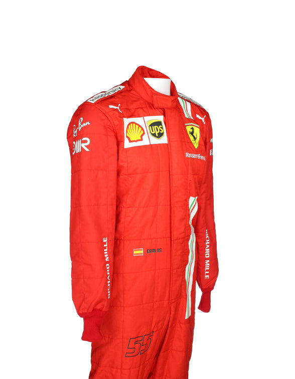 High-quality Ferrari F1 motorsport racing suit inspired by Carlos Sainz's 2021 Formula 1 season.