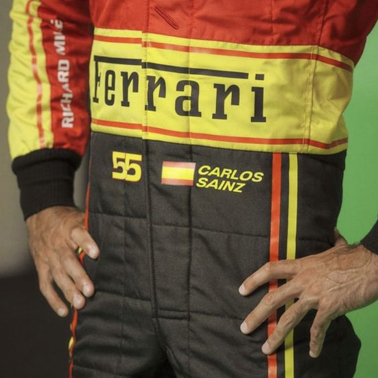 High-quality Ferrari Formula 1 racing suit inspired by Carlos Sainz at Monza.