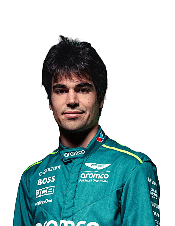 Lance Stroll wearing 2024 Aston Martin F1 suit motorsport racing gear