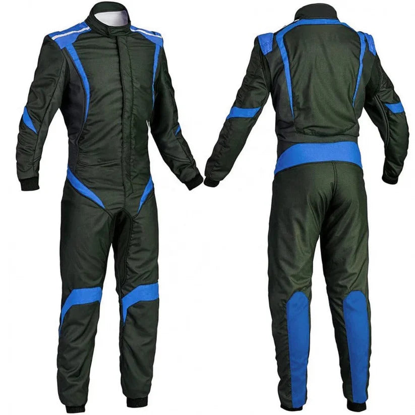 Custom Black & Blue Go Kart Racing Outfit