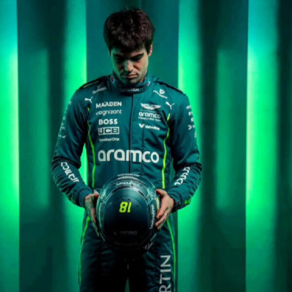 Lance Stroll 2025 Aston Martin F1 race suit replica with sponsor logos