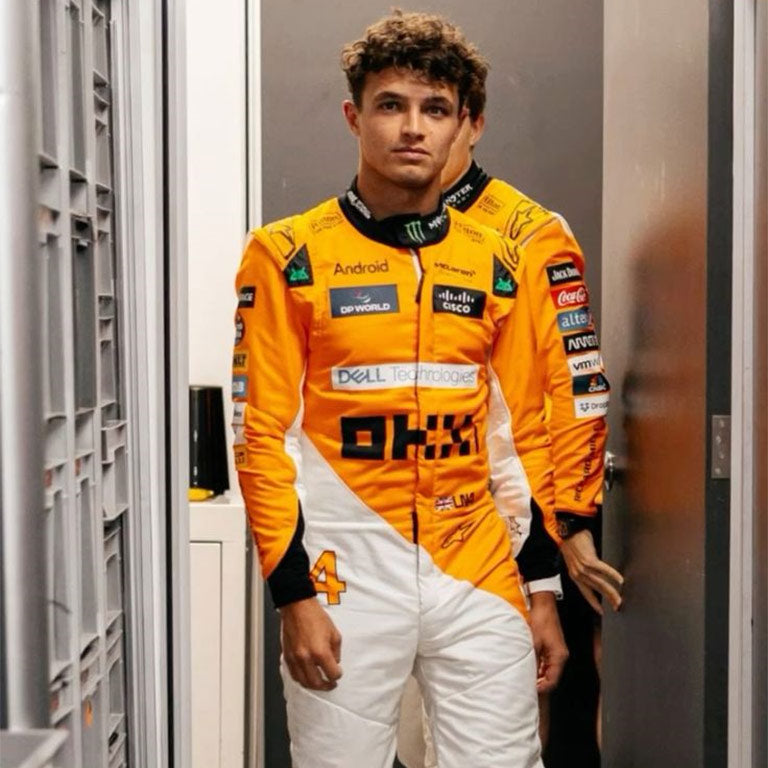 Lando Norris Marina Bay Formula 1 racing suit with premium craftsmanship.