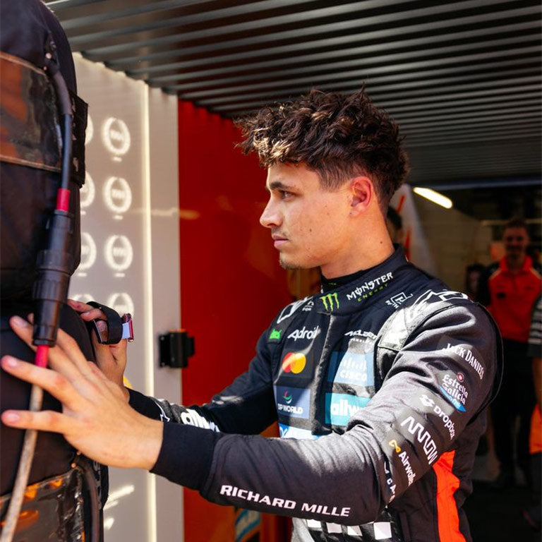 Lando Norris Silverstone Formula 1 racing suit with premium craftsmanship.