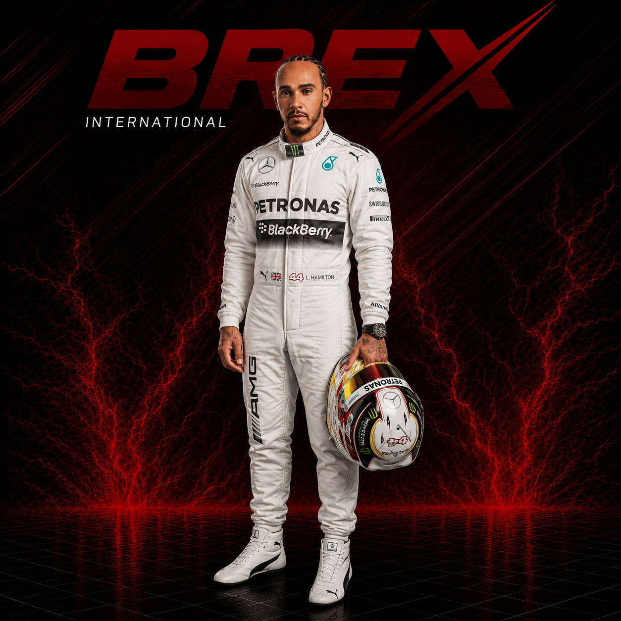 Experience Formula 1 history with the Lewis Hamilton 2014 Mercedes F1 Race Suit. Featuring authentic race-inspired details, sponsor logos, and professional craftsmanship.