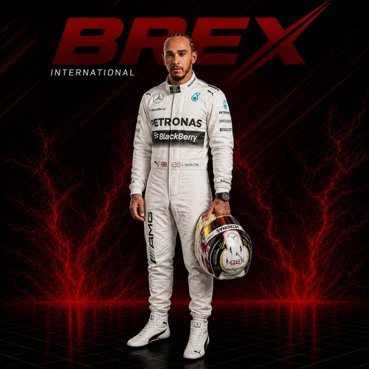 Experience Formula 1 history with the Lewis Hamilton 2014 Mercedes F1 Race Suit. Featuring authentic race-inspired details, sponsor logos, and professional craftsmanship.