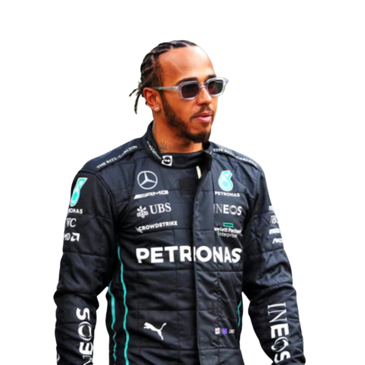 Premium Lewis Hamilton 2022 Formula 1 racing suit for collectors and motorsport enthusiasts.