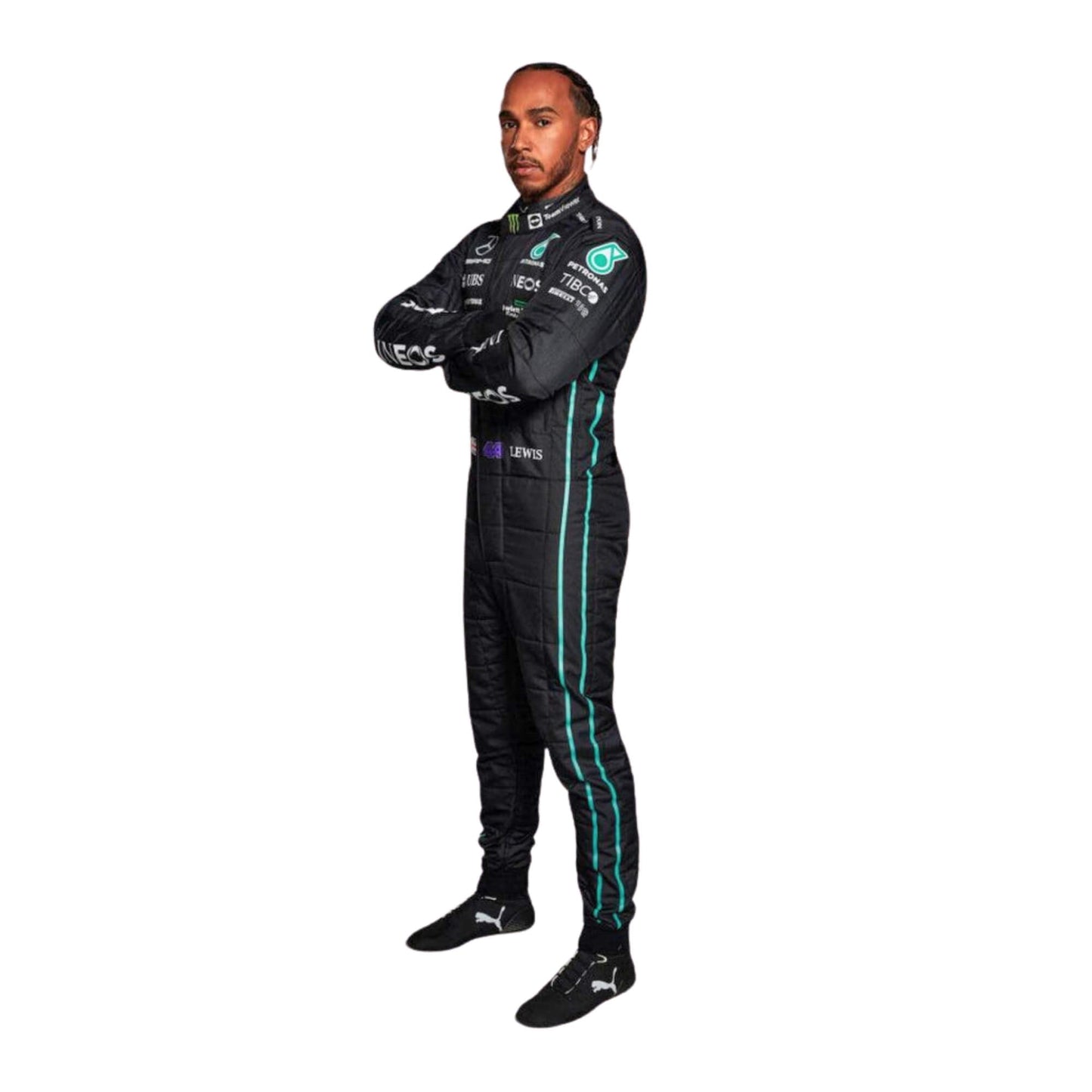 Premium Lewis Hamilton 2022 Formula 1 racing suit for collectors and motorsport enthusiasts.