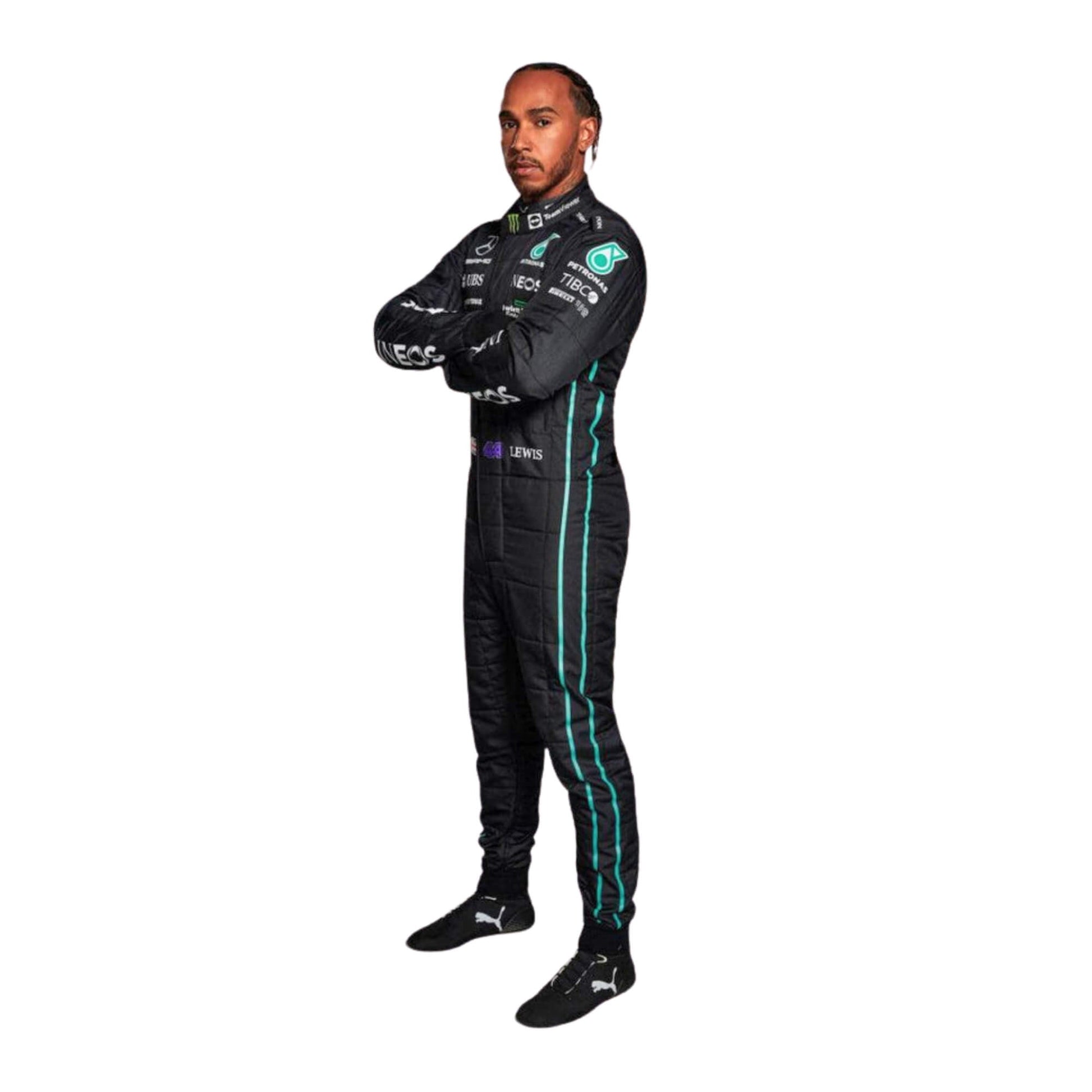 Premium Lewis Hamilton 2022 Formula 1 racing suit for collectors and motorsport enthusiasts.