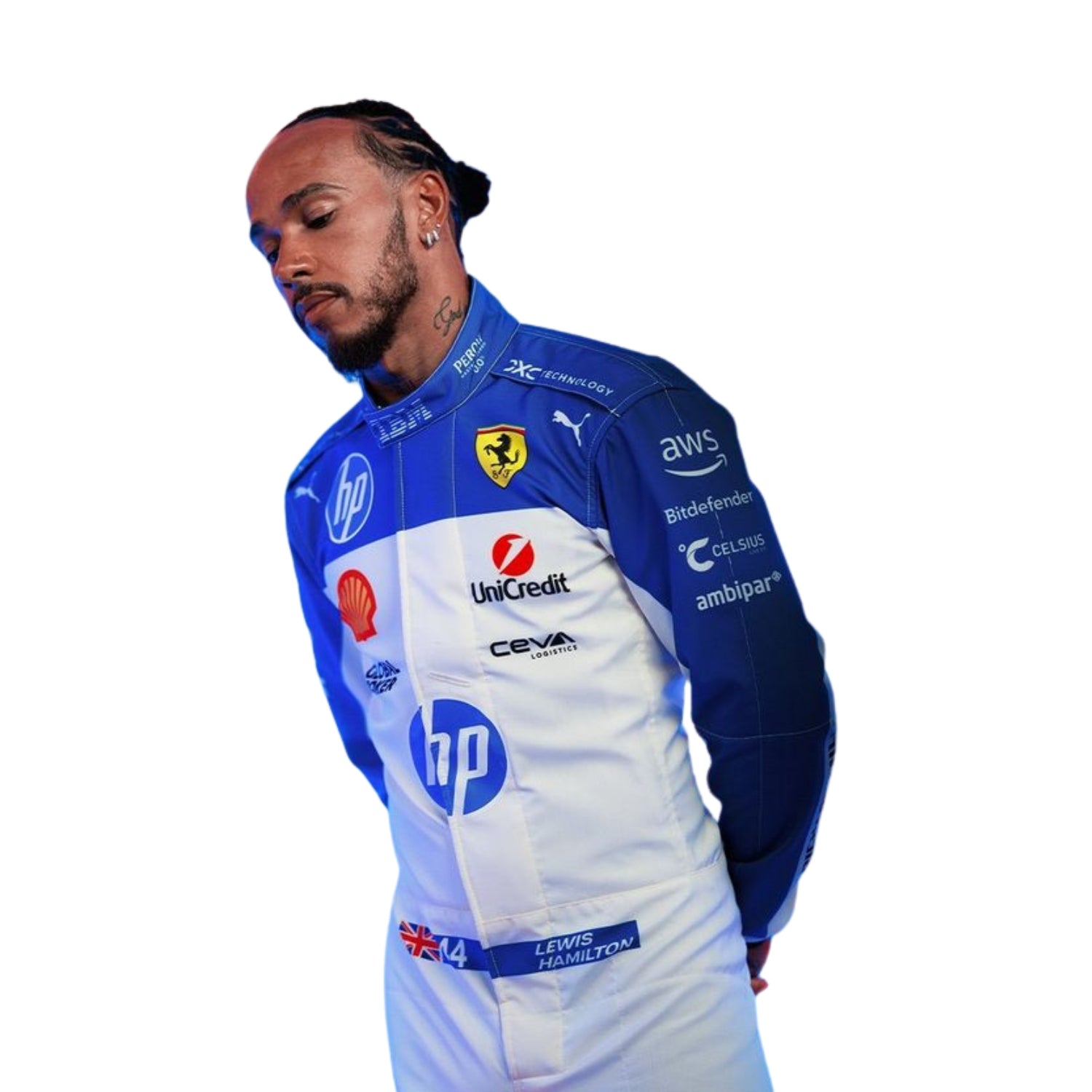 Special edition Lewis Hamilton Ferrari racing suit designed for the 2025 Miami Grand Prix, featuring unique event-inspired graphics and premium construction.