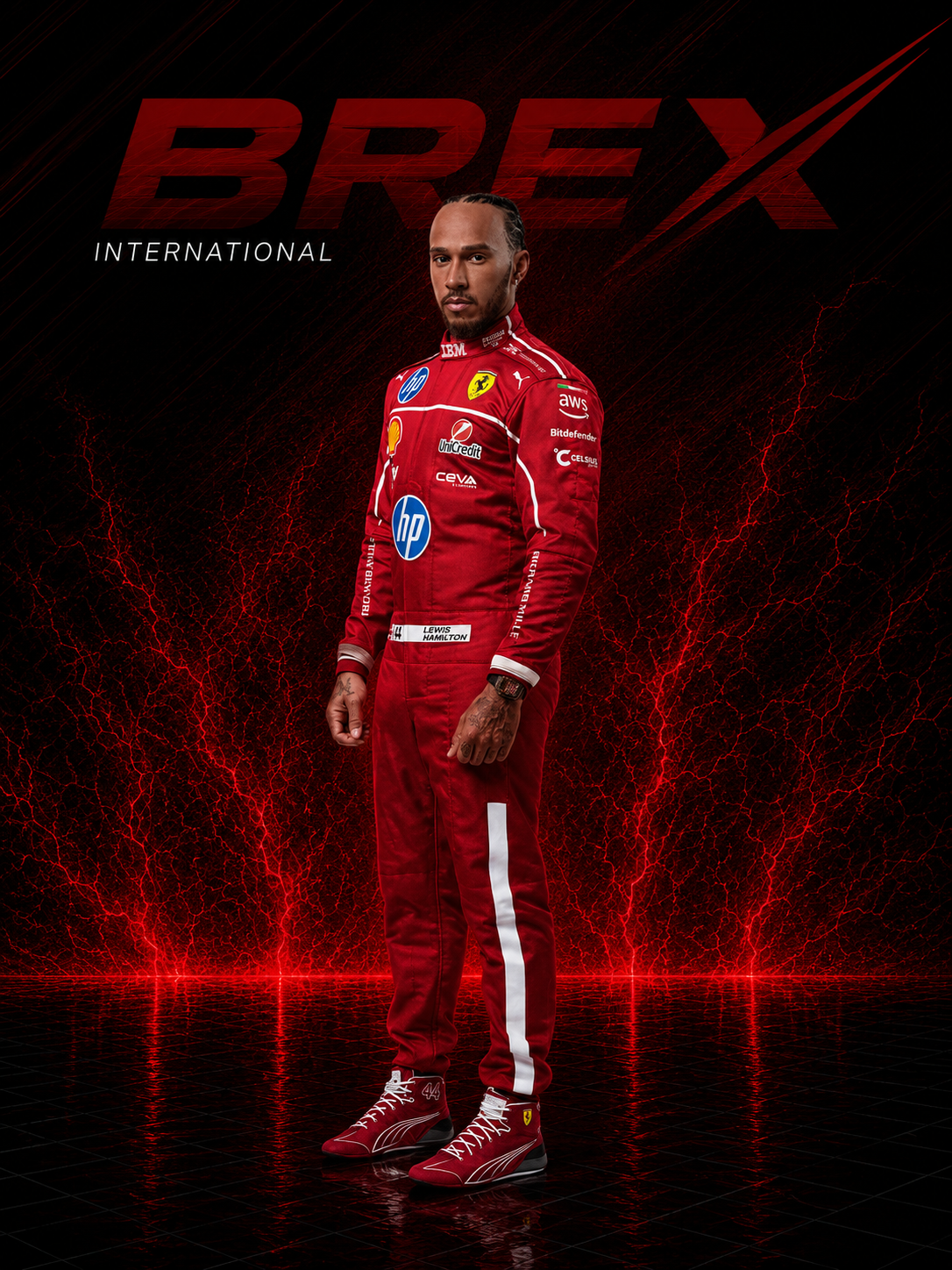 High-quality Lewis Hamilton 2025 Formula 1 replica racing suit for collectors and motorsport enthusiasts.
