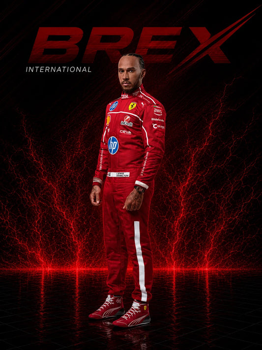High-quality Lewis Hamilton 2025 Formula 1 replica racing suit for collectors and motorsport enthusiasts.