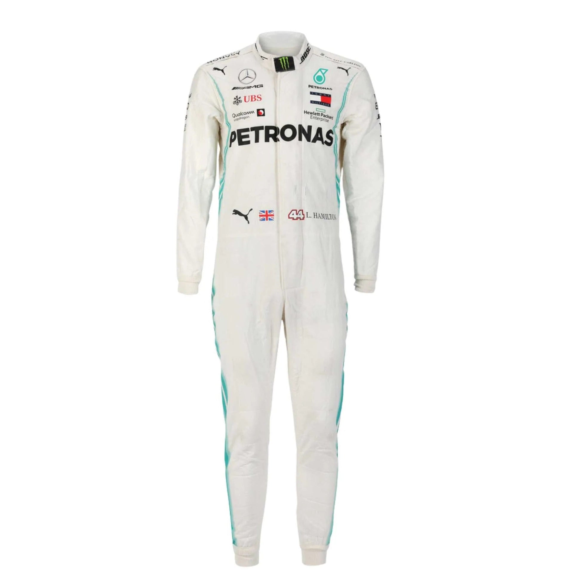 High-quality 2019 Lewis Hamilton Formula One racing suit replica for collectors and motorsport fans
