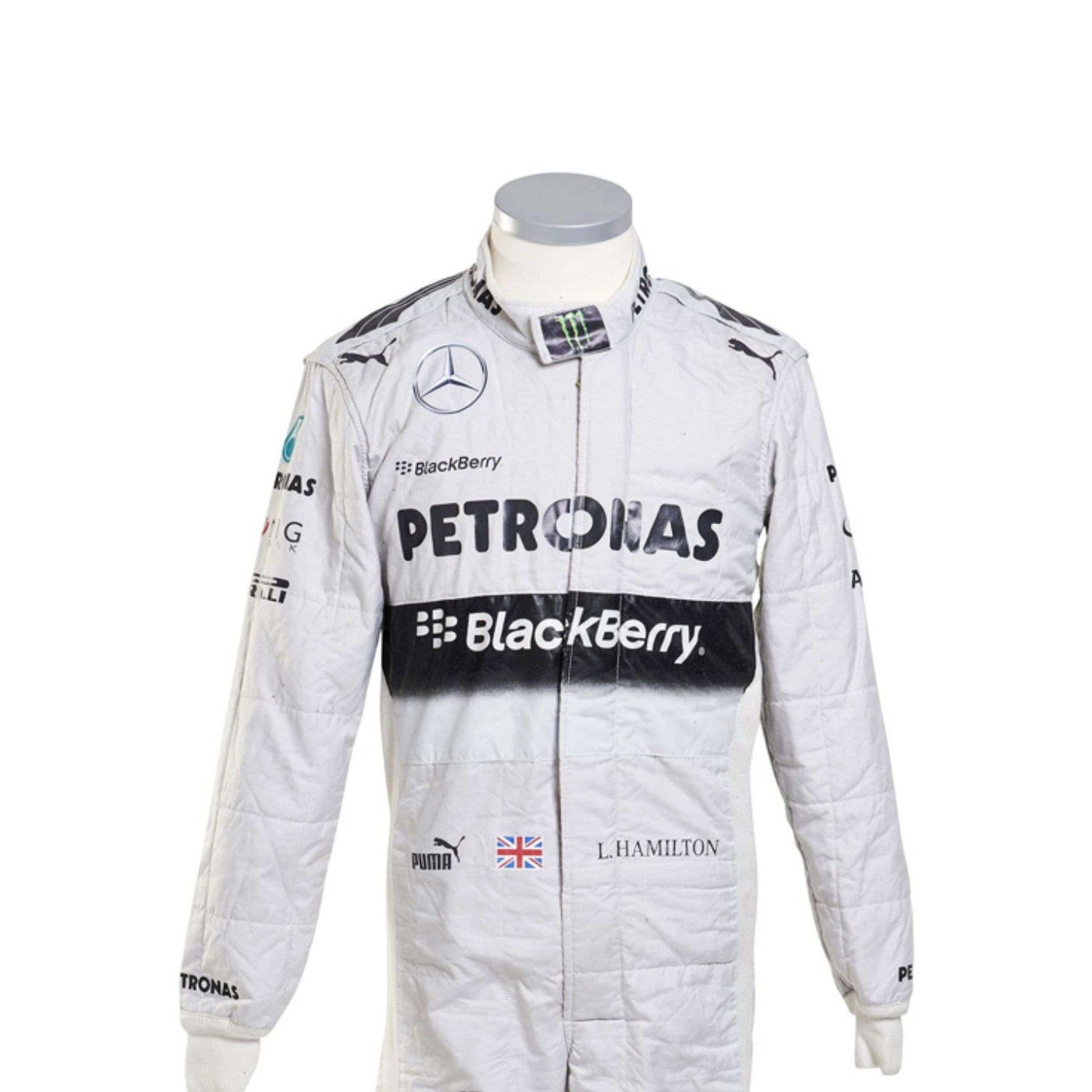 Inspired by Lewis Hamilton's 2014 Formula 1 World Championship season, this premium racing suit replica delivers authentic styling and exceptional attention to detail.