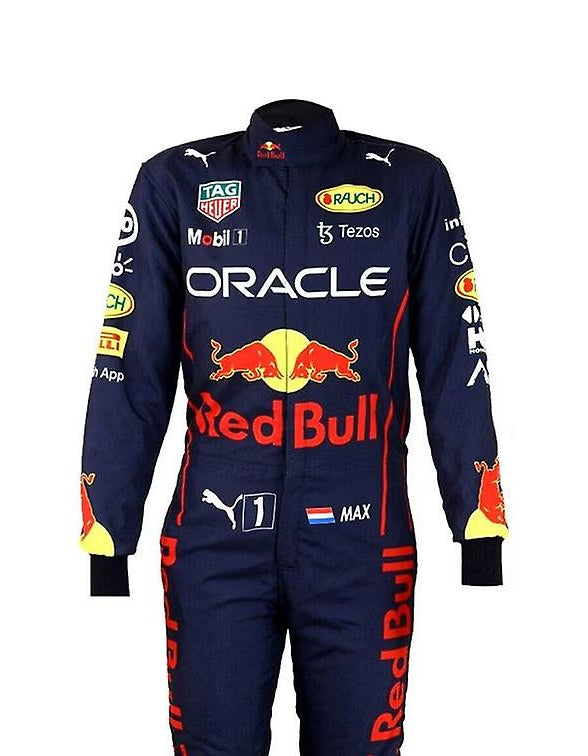 Max Verstappen championship Formula 1 racing suit with premium motorsport-inspired detailing.