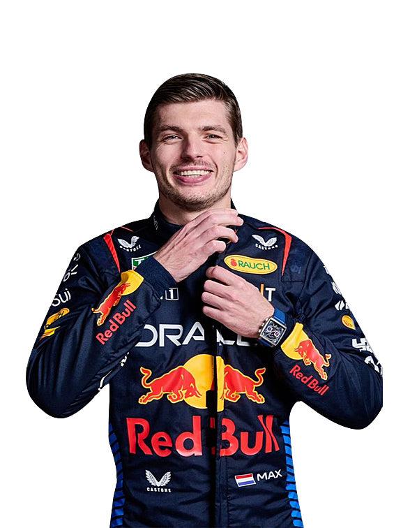 Max Verstappen driver racing suit featuring premium motorsport-inspired graphics and details.
