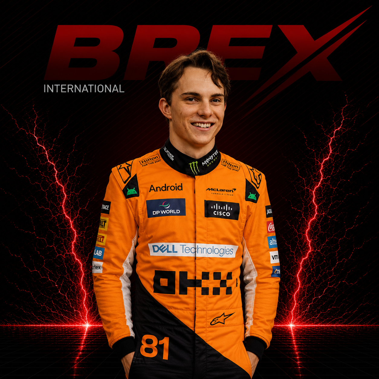 Oscar Piastri 2024 Singapore GP McLaren Formula 1 racing suit inspired by the Marina Bay night race.