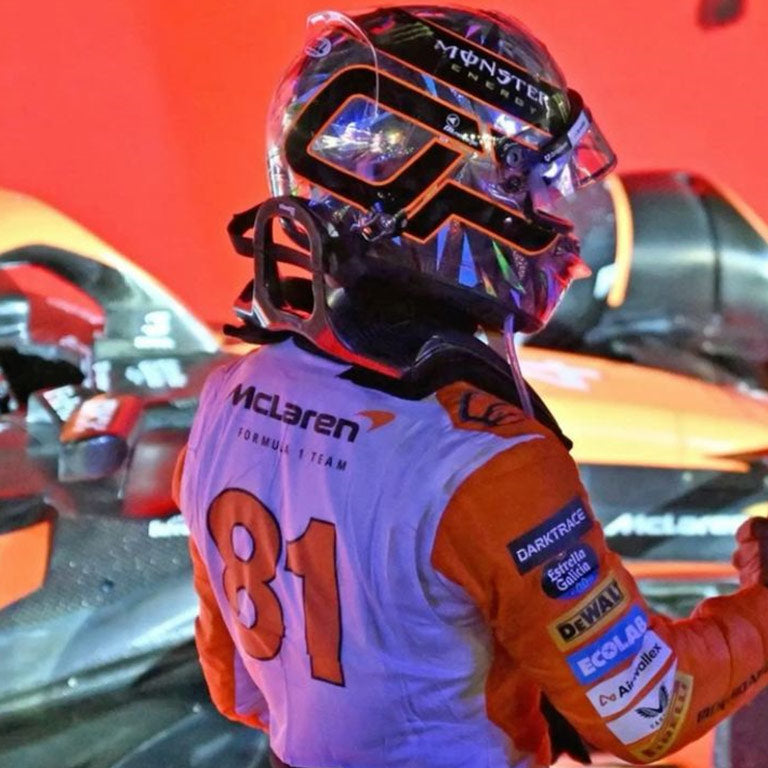 Formula 1 racing suit inspired by Oscar Piastri's 2024 Singapore Grand Prix appearance.
