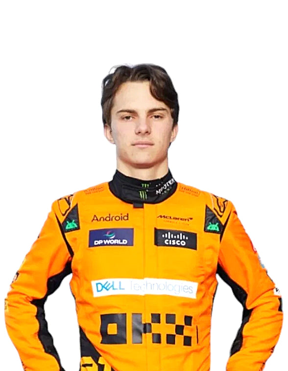 Oscar Piastri McLaren driver racing suit with premium Formula 1 craftsmanship.