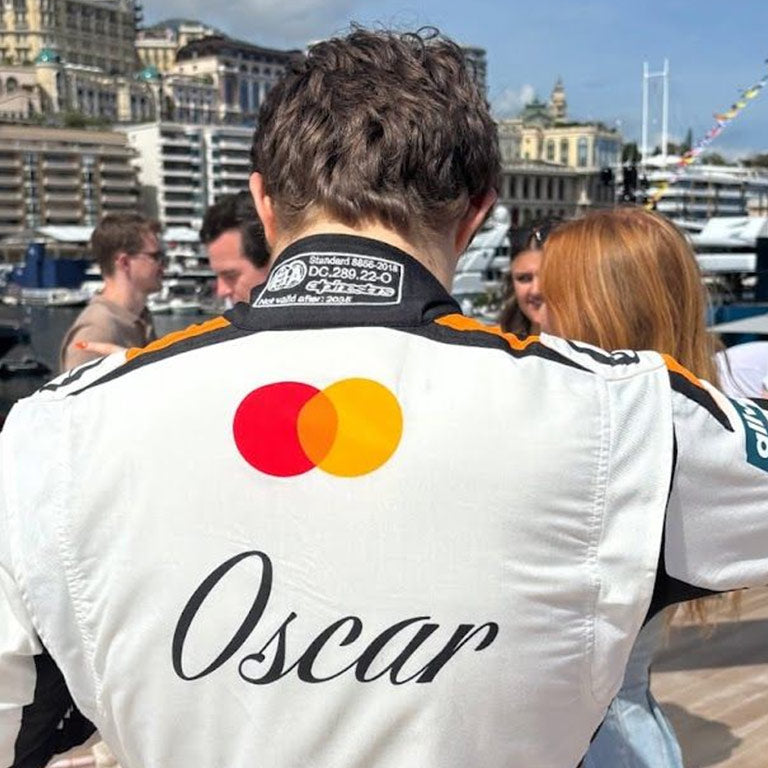 Formula 1 racing suit inspired by Oscar Piastri's 2025 Monaco Grand Prix appearance.