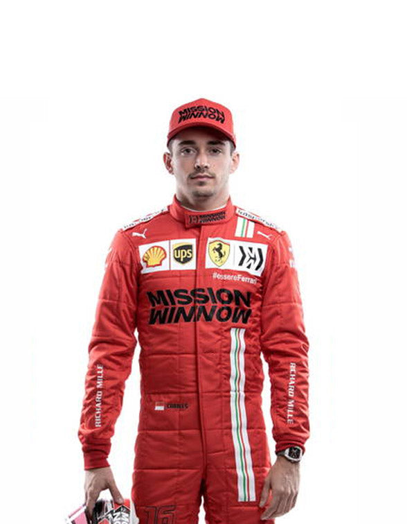 Premium 2021 Charles Leclerc Ferrari racing suit featuring authentic motorsport-inspired craftsmanship and styling.
