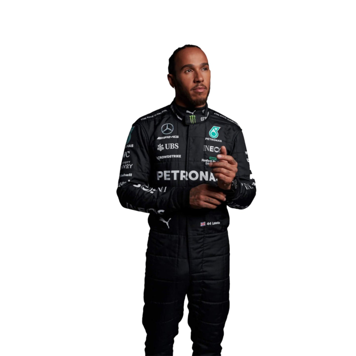 Premium 2022 Lewis Hamilton Formula 1 racing suit featuring authentic motorsport-inspired craftsmanship and styling.