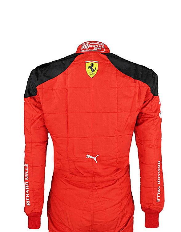 Premium 2023 Carlos Sainz Ferrari racing suit featuring authentic motorsport-inspired craftsmanship and iconic Ferrari styling.