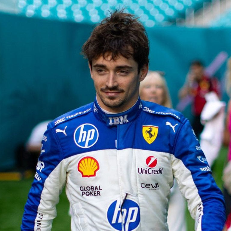 Premium 2025 Charles Leclerc Ferrari Miami GP racing suit featuring authentic motorsport-inspired styling and craftsmanship.
