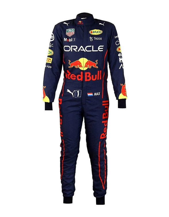 Red Bull Honda Formula One racing suit inspired by Max Verstappen's dominant 2022 campaign.