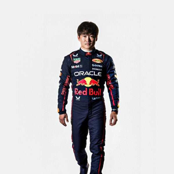 Back side of the 2025 Red Bull Yuki Tsunoda Formula 1 race suit replica