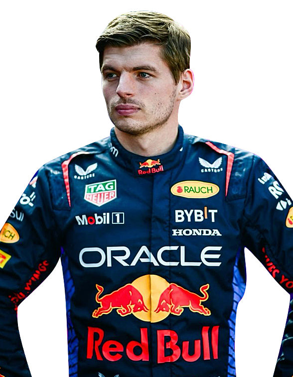 Red Bull Racing team Formula 1 suit inspired by Max Verstappen's 2024 racing campaign.