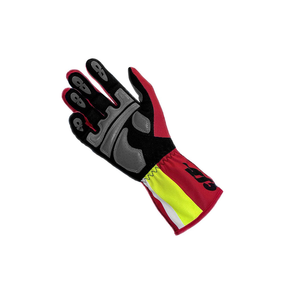 SNAP Red_White_Fluo Yellow Racing Gloves | Brex International