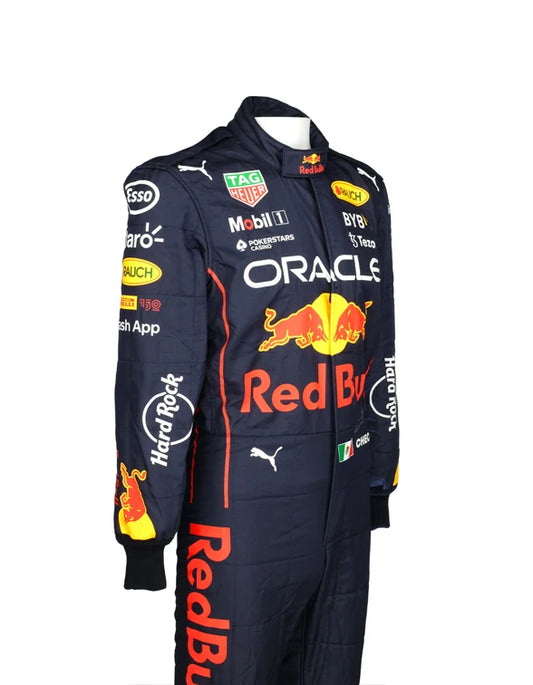 2022 Sergio Perez Red Bull Honda F1 race suit replica front view