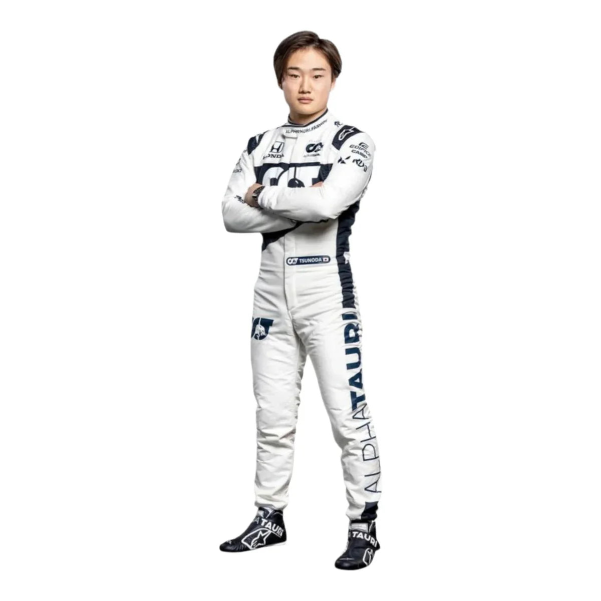 Premium 2020 Yuki Tsunoda Formula One race suit replica inspired by AlphaTauri motorsport styling.