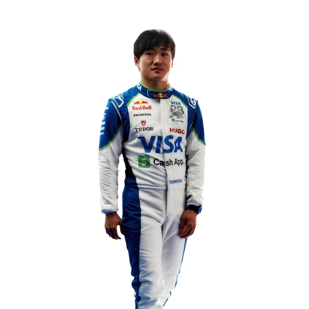 Premium 2025 Yuki Tsunoda Formula 1 racing suit replica designed for kart racing and motorsport enthusiasts.