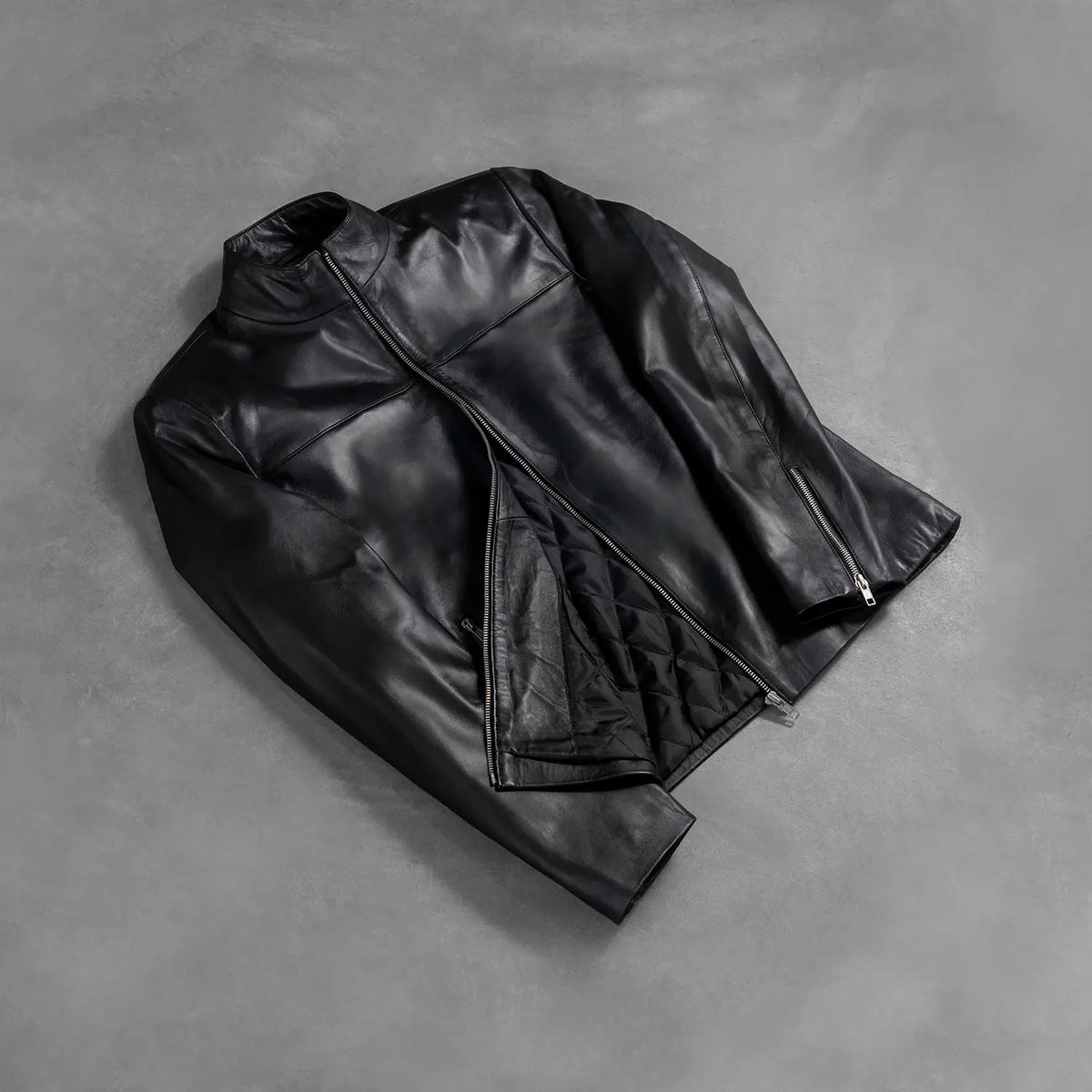 Adornica Black Leather Biker Jacket - men's jacket in black sheepskin leather, view 8