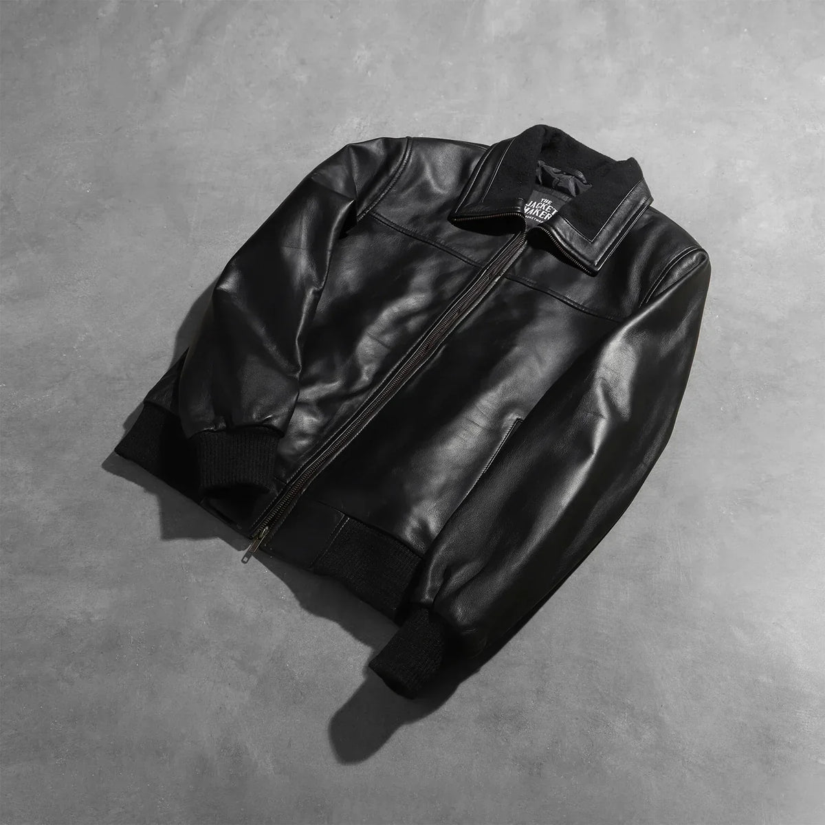Air Rolf Black Leather Bomber Jacket - men's jacket in black sheepskin leather, view 7