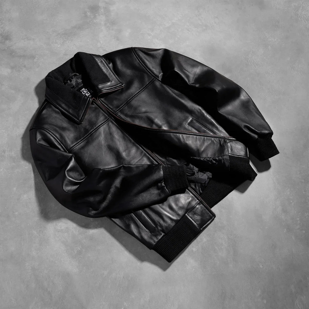 Air Rolf Black Leather Bomber Jacket - men's jacket in black sheepskin leather, view 8
