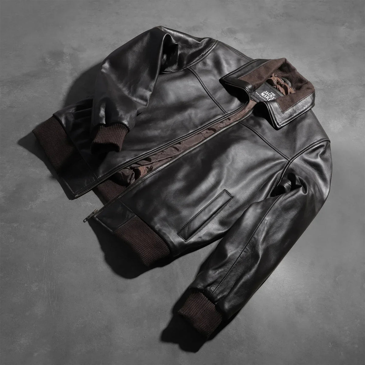 Air Rolf Brown Leather Bomber Jacket - men's jacket in brown sheepskin leather, view 7