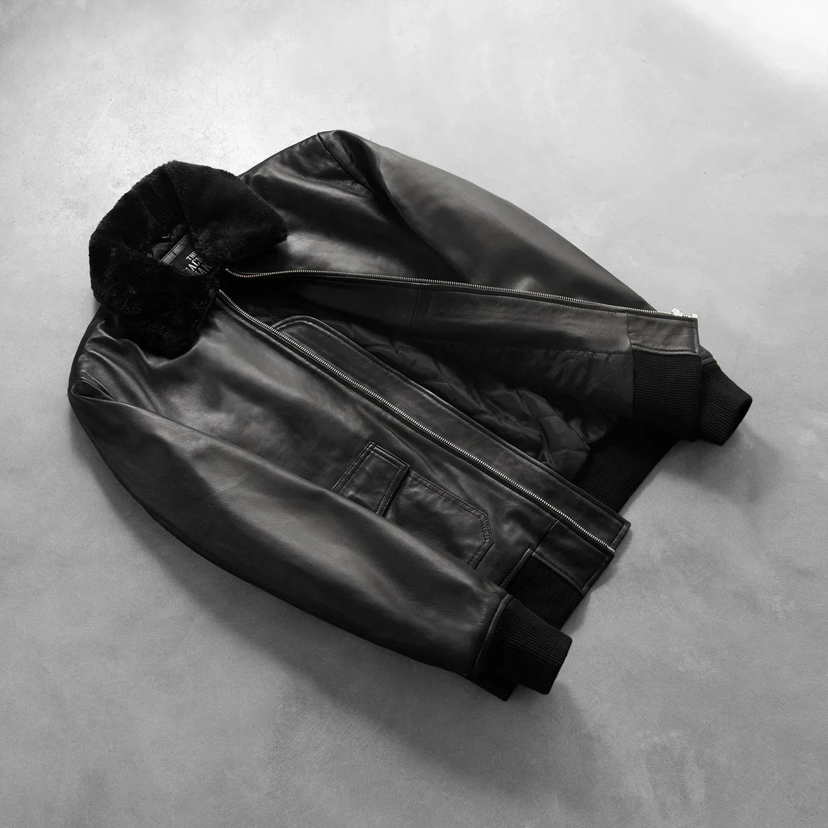 Airin G-1 Black Leather Bomber Jacket - men's jacket in black sheepskin leather, view 8