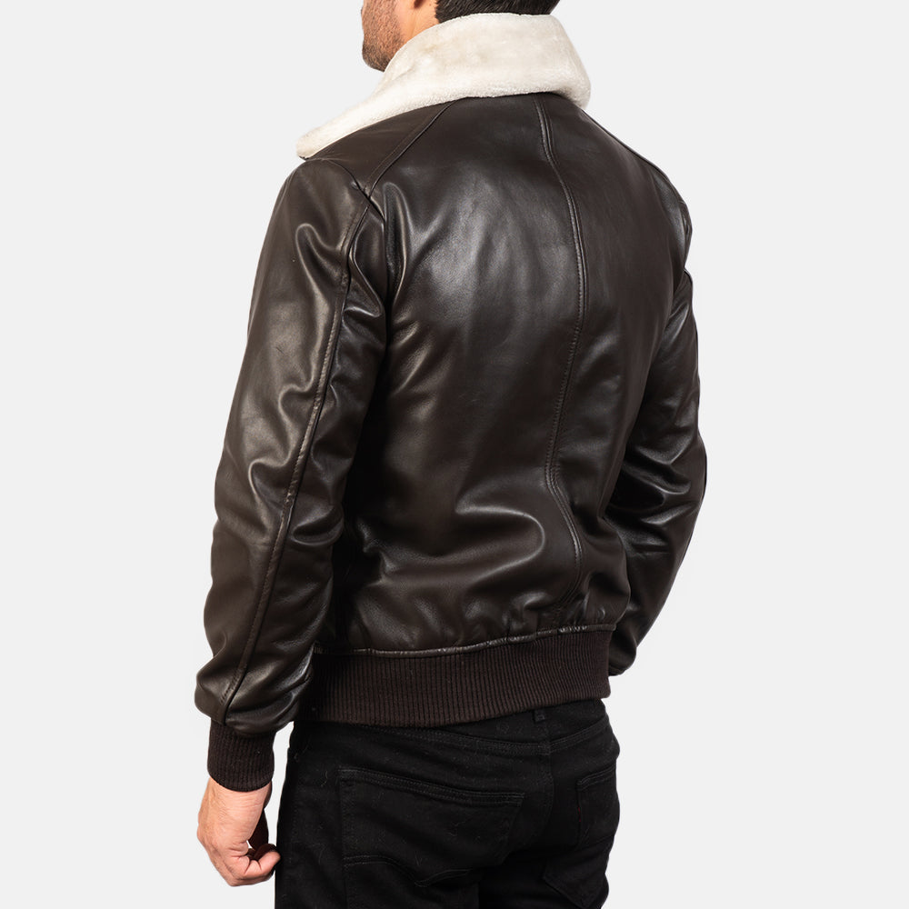 Airin G-1 Brown Leather Bomber Jacket - men's jacket in brown sheepskin leather, view 5