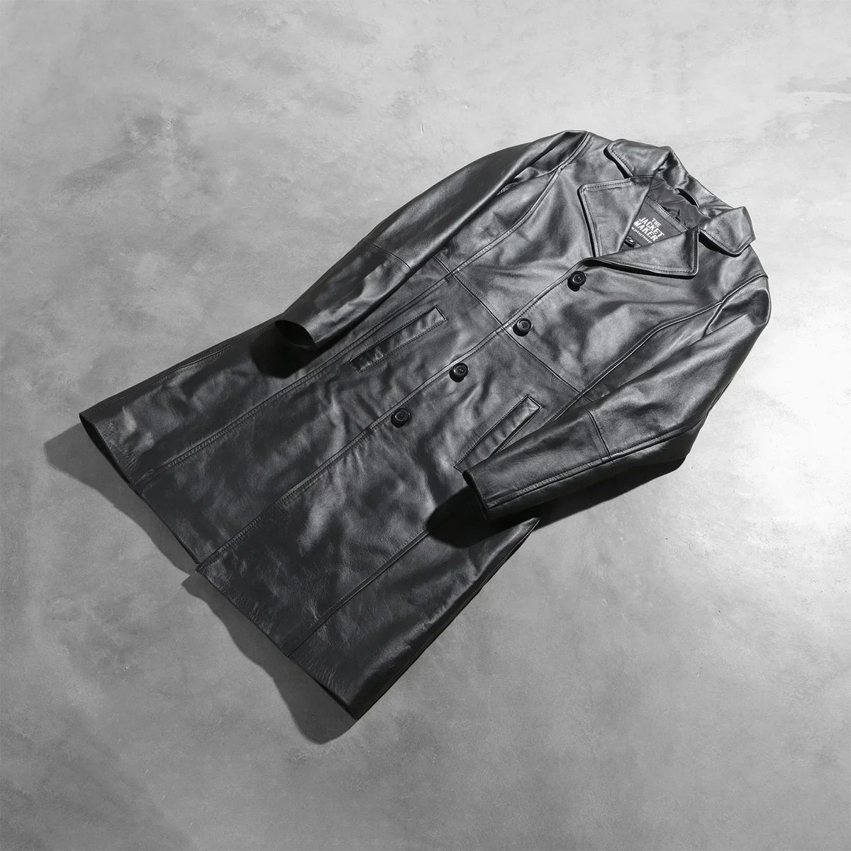 Brex Alexis Black Single Breasted Leather Coat - women's coat in black cowhide leather, view 8