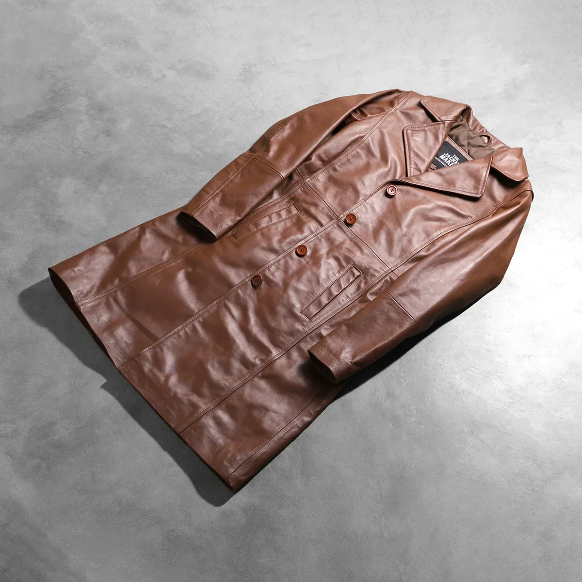Alexis Brown Single Breasted Leather Coat - women's coat in brown cowhide leather, view 7