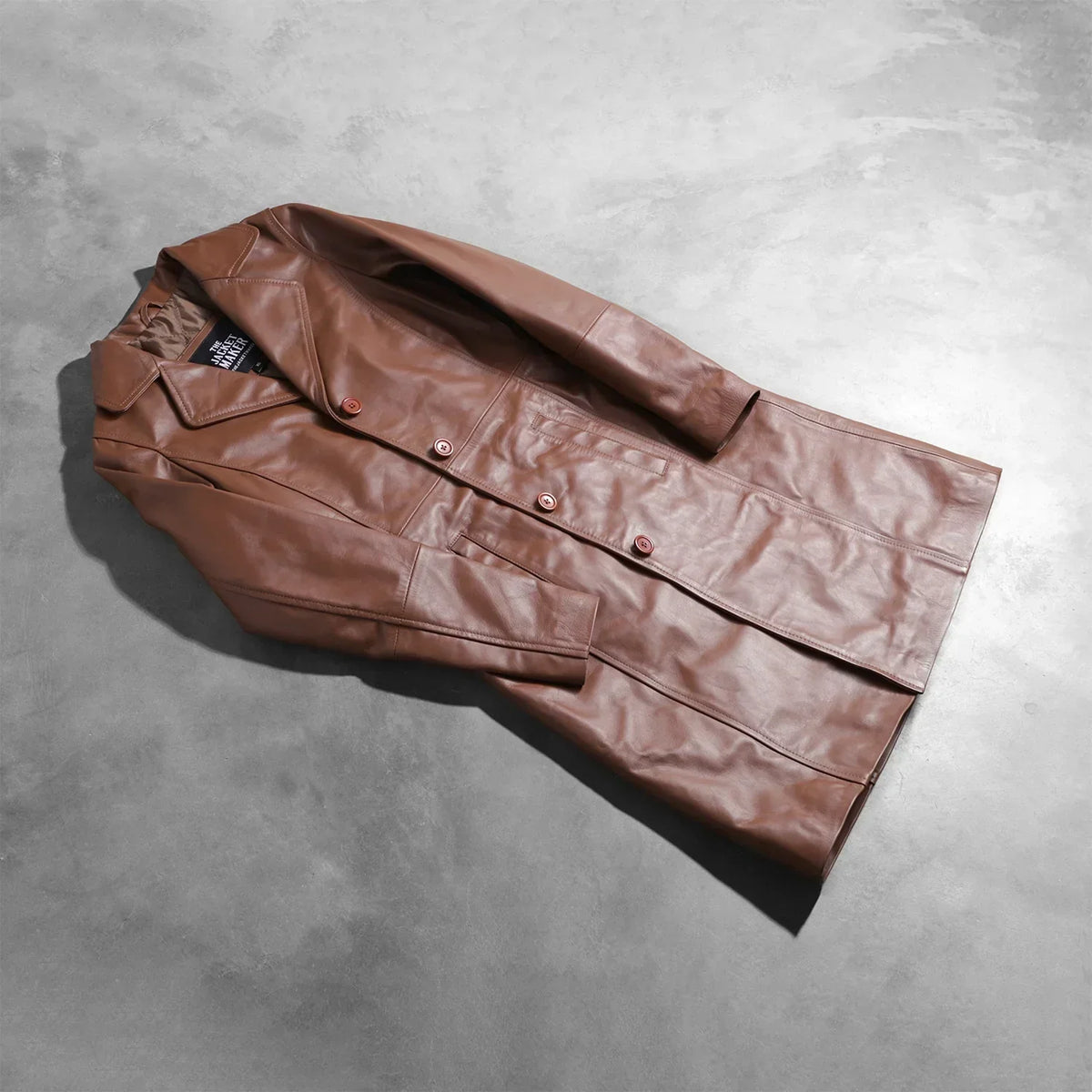 Alexis Brown Single Breasted Leather Coat - women's coat in brown cowhide leather, view 8