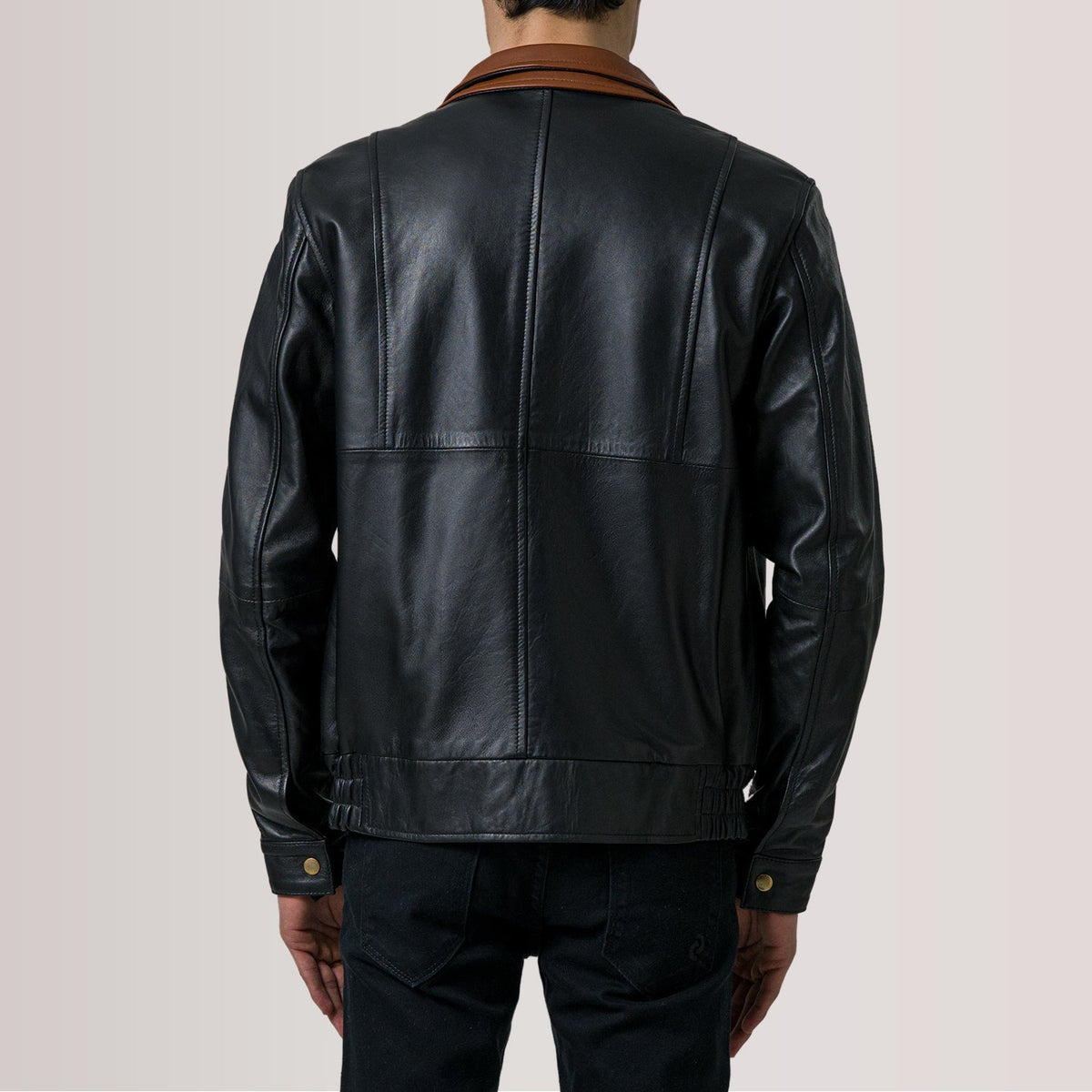 Alfred Black Leather Bomber Jacket - men's jacket in black premium leather, view 5