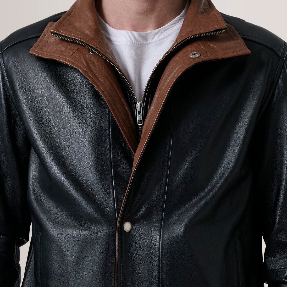 Alfred Black Leather Bomber Jacket - men's jacket in black premium leather, view 6